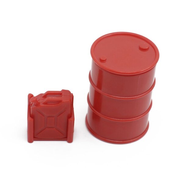 Ölfass 42mm und Kanister 24mm Kunststoff Rot Deko 1/24