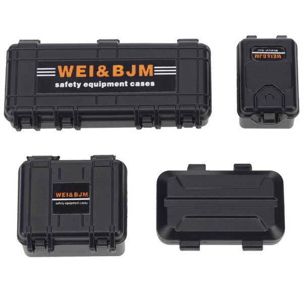 Werkzeug- und Transportkisten set Schwarz 4 Teilig Deko 1/24