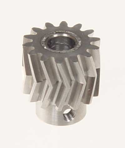 Ritzel 14 Zähne Ø6mm, pfeilverzahnt 25°, Modul 1