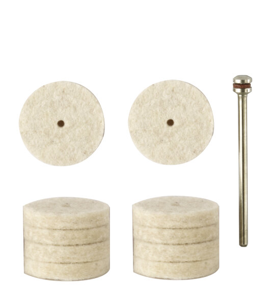 Filzscheiben, 22 mm, 10 Stück + 1 Träger