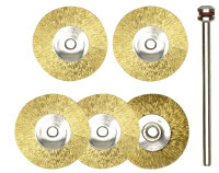 Radbürsten, Messing, 22 mm, 5 Stück + 1 Träger