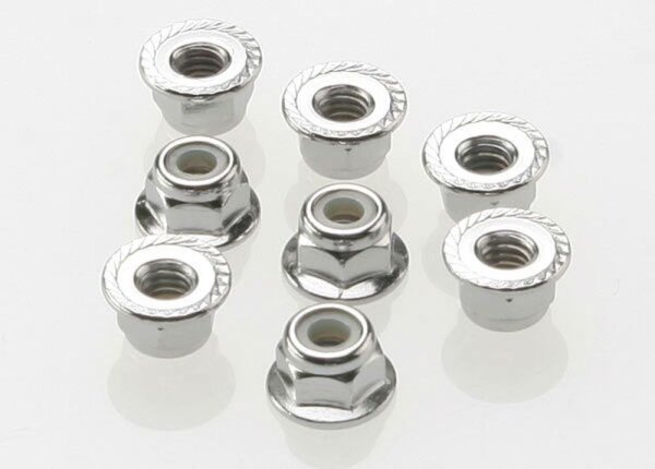 Selbstsichernd Chrome Muttern 4mm mit Flansch
