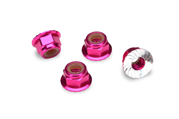 Radmuttern mit Flansch 4mm selbstsichernd Pink (4 Stk)
