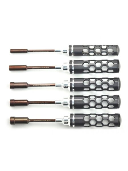 NUT DRIVER SET 3/16 1/4 5/16 11/32 3/8X100 5teilig Honeycomb