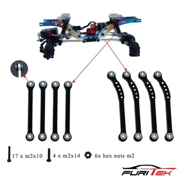 ALU HIGH CLEARANCE LINKS SET FOR FCX24 - BLACK