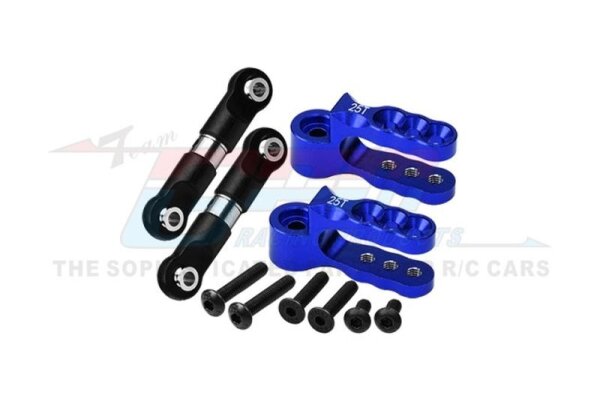 Aluminium Servohorn mit Spurstangen blau (2 Stk.)