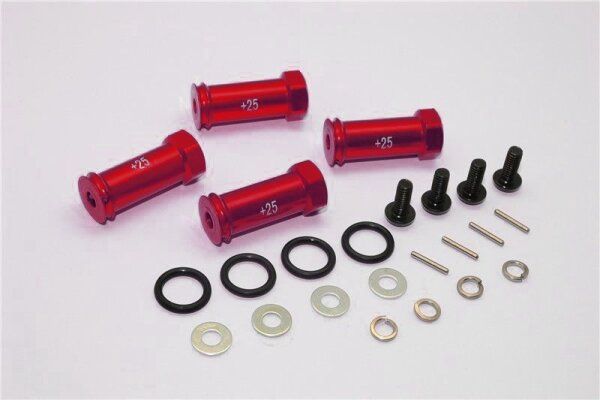 Aluminium Hex Adapter eloxiert +25mm rot