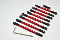 Aluminium Spurstangen eloxiert mit Kugelpfannen rot (9 Stk.)