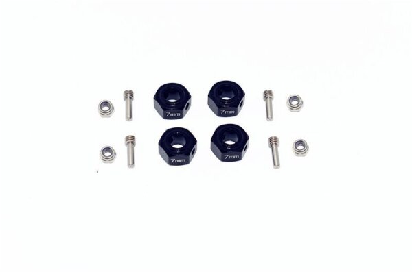 Aluminium Hex Adapter 14x7mm schwarz (4 Stk.)