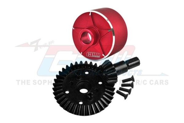 Carbon-Stahl Tellerrad 37Z/Ritzel 13Z m. Alu-Diffgehäuse rot