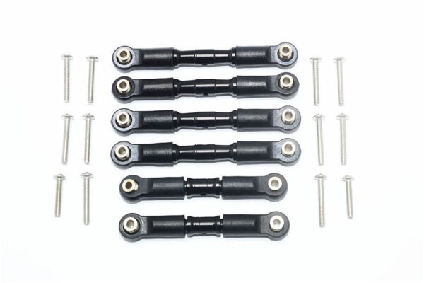 Aluminium Spurstangen-Set m. Kugelpfannen schwarz (6 Stk.)