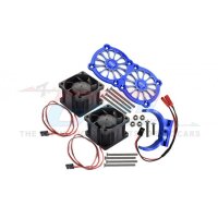 Aluminium Motorkühlkörper mit Dual-Ventilator blau