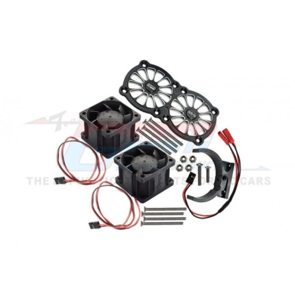 Aluminium Motorkühlkörper mit Dual-Ventilator schwarz