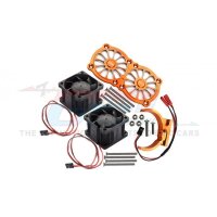 Aluminium Motorkühlkörper mit Dual-Ventilator orange