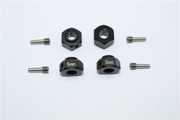 Aluminium Hex Adapter 6mm schwarz (4 Stk.)