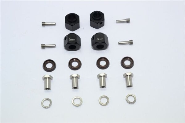 Aluminium Hex Adapter 9mm schwarz (4 Stk.)