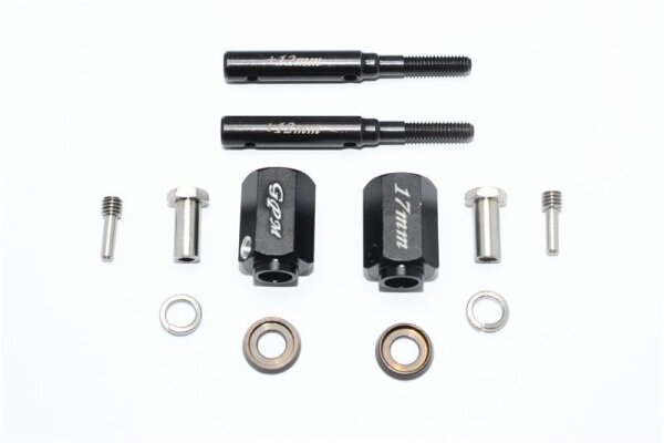 Stahl Radachse gehärtet mit Hex +17mm schwarz