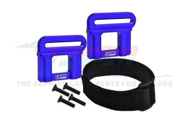 Batteriehalterung 7075 Alu blau mit Klettverschluss