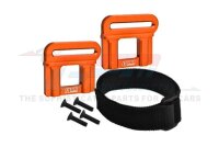 Batteriehalterung 7075 Alu orange mit Klettverschluss