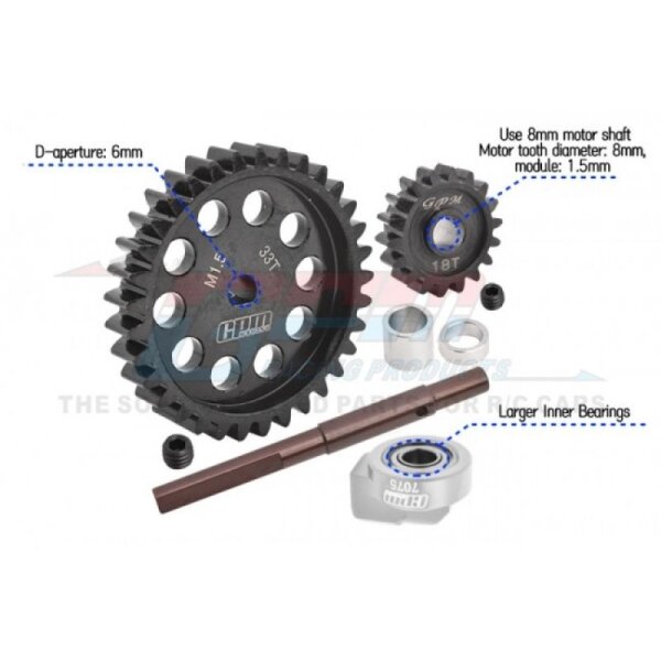 Hauptzahnrad 40Cr Carbon-Stahl M1.5 33Z & Motorritzel 18Z