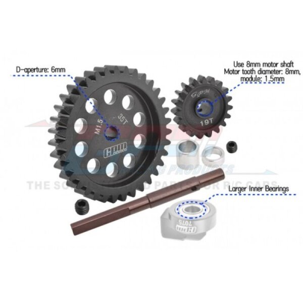 Hauptzahnrad 40Cr Carbon-Stahl M1.5 35Z & Motorritzel 19Z