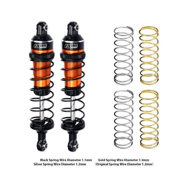 Alu-Dämpfer einstellbar v/h 87mm +Federn orange (2)