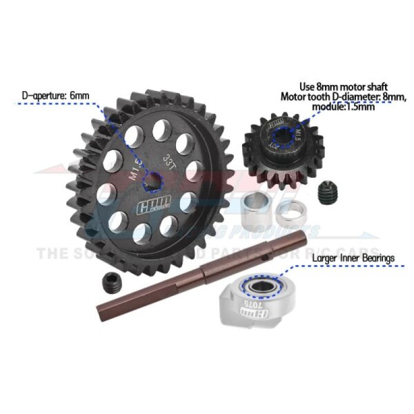 Hauptzahnrad 40Cr Carbon-Stahl M1.5 33Z & Motorritzel 20Z
