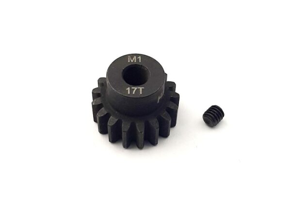 Stahlritzel 17 Zähne, Modul 1, Bohrung 5mm Welle