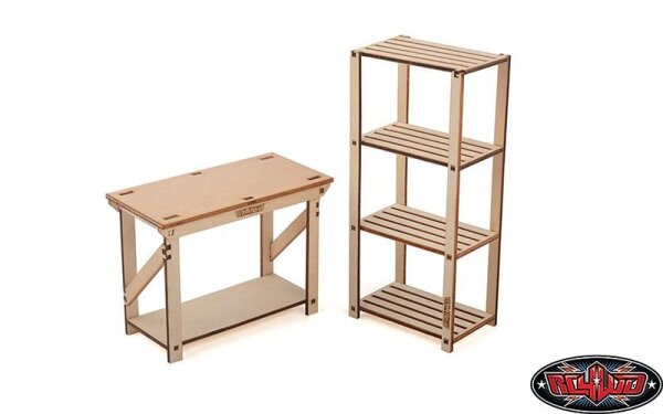 1/10 Wood Garage Shelves and Work Bench Set