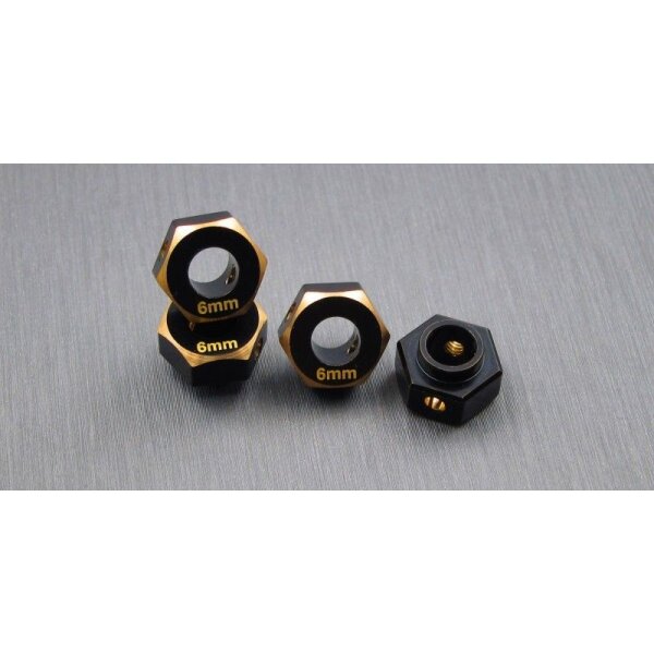 Messing Hex Adapter 6mm schwarz