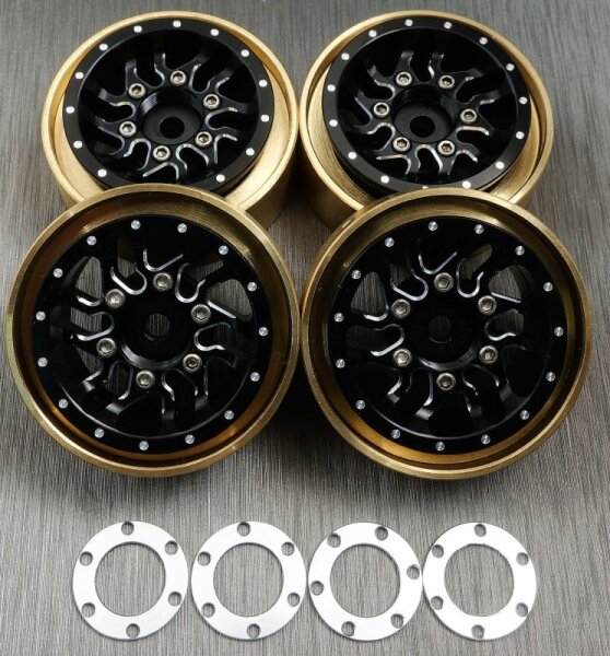Alu & Messing Beadlock Felgen Set mit Offset (4)