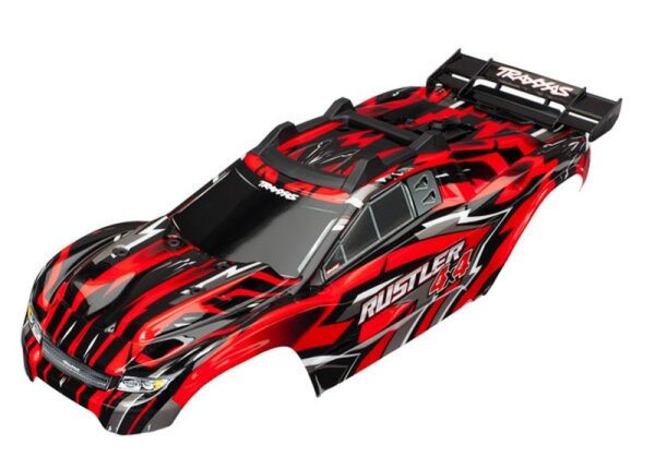 Karosserie Rustler 4x4 rot mit Aufkleber & Karo-Halter