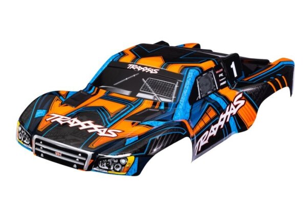 Karosserie Slash 4x4 orange/blau mit Aufkleber & Clipless