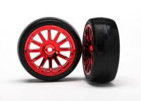 Slick-Reifen auf 12-Speichenfelge rot-chrom (2)