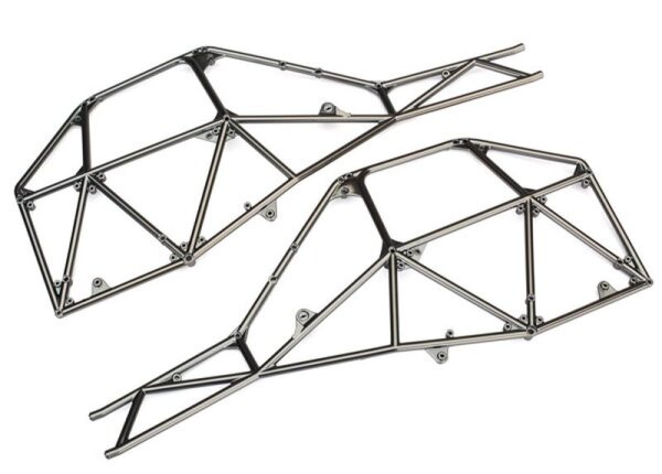Rohrrahmen-Chassis Seitenteile satin schwarz-chrom l&r