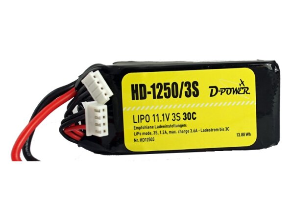 D-Power HD-1250 3S Lipo (11,1V) 30C mit T-Stecker