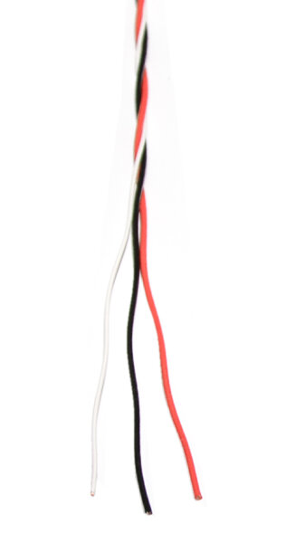 PE-BUS-Litze 2 x 0,5 mm² +1 x 0,14 mm² 1 lfm, verdrillt, schwarz - rot - weiß, flex. (Servokabel)