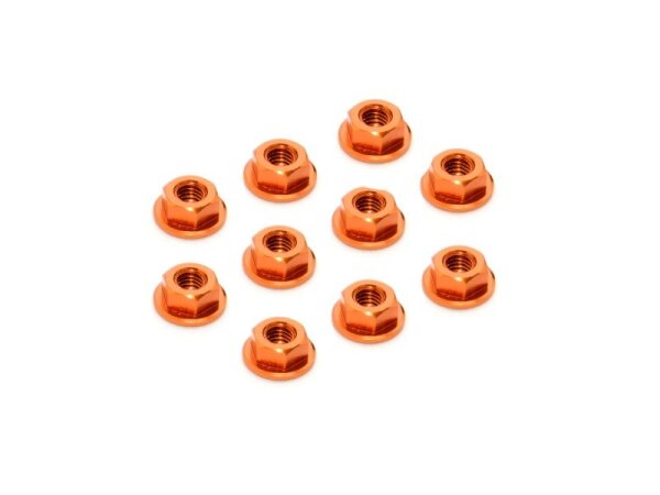Alu Fächerscheibenmutter M4 - Orange (10)