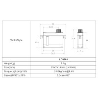 FrSky Coreless Xact Servo LD5801, horizontale Laschen