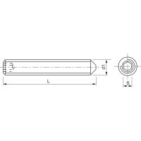 M3x4 Gewindestift mit Spitze Innensechskant verzinkt ISO4027 45H (DIN 914) (10 Stück)