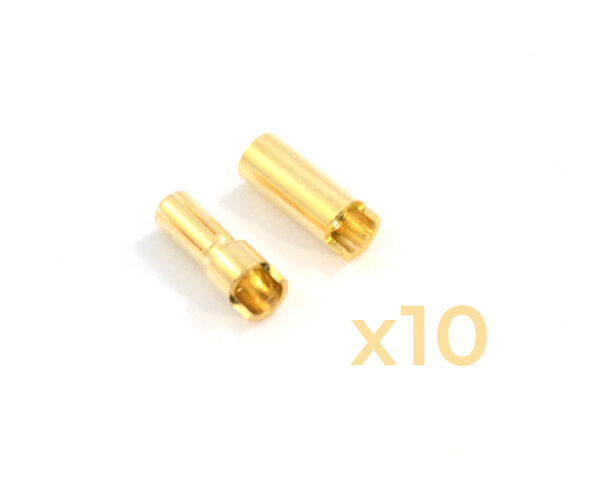 10 Paar Goldkontaktsteckerpaar 5,5mm slit Typ "L" geschlitzt