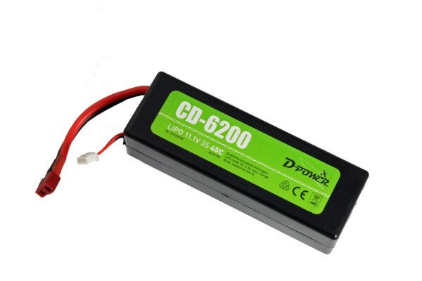 D-Power CD-6200/3S Lipo 11.1V 3S 45C mit T-Stecker