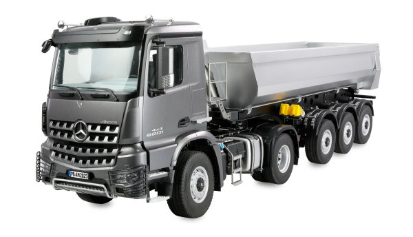 Mercedes-Benz Arocs Sattelzug mit Kippauflieger 4x4 1:14 RTR anthrazit
