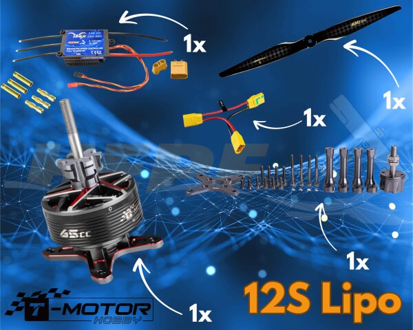 T-Motor 12S Antriebsset f&uuml;r 3D Modelle bis 2,2m Spannweite 84-89"