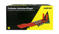 Tieflader-Sattelauflieger Dreiachser für Scania 1:18 rot