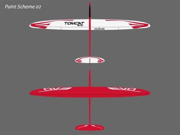 RCRCM Tomcat Evo 2.5m CFK Rot/Weiss mit Schutztaschen, RC Modellflugzeug