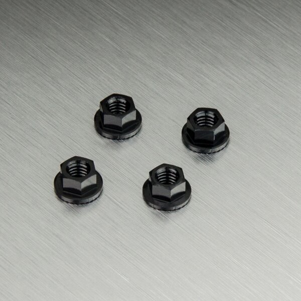 Radmutter mit Flansch Alu Schwarz (4 stk)