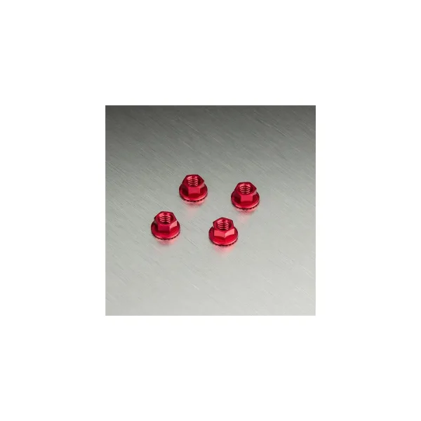 Radmutter mit Flansch Alu Rot (4 stk)