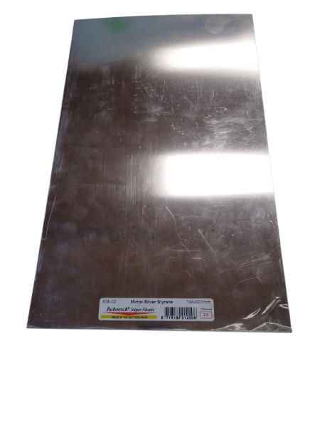 Styrol Platte, Silberfolienbeschichtet 320x194x2,0mm