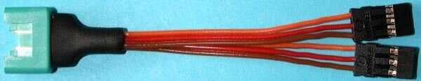 Fl&auml;chenverbindung (Rumpf), MPX-Stecker, 2x Servokabel, 10cm, PVC